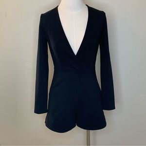 Silence + Noise Black Deep V Romper